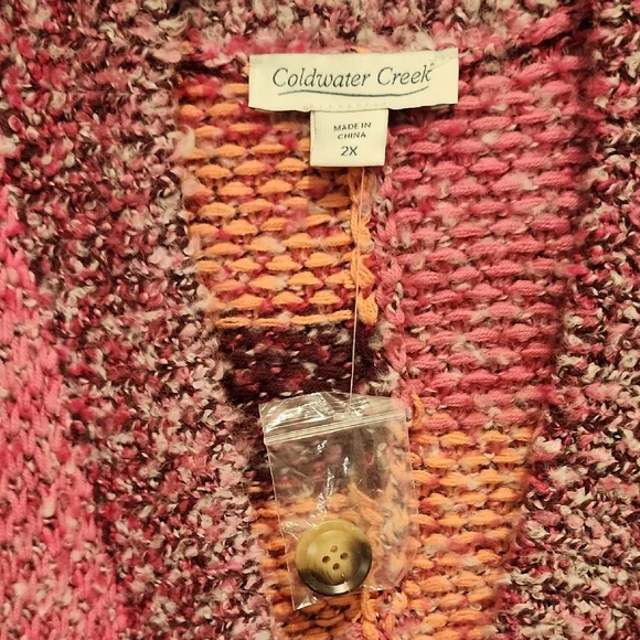 NWOT Coldwater Creek Flint Creek Pink Marled Yarn Soft Cardigan 2x - Picture 3 of 5